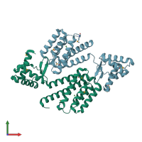 PDB entry 3c7j coloured by chain, front view.