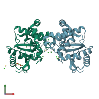 PDB entry 3c7m coloured by chain, front view.