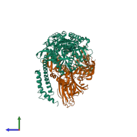PDB 3c7n coloured by chain and viewed from the side.