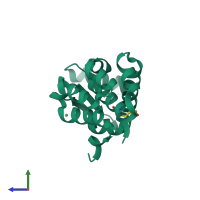 PDB entry 3c7y coloured by chain, side view.