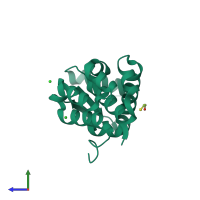 PDB entry 3c7z coloured by chain, side view.