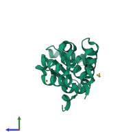 PDB entry 3c82 coloured by chain, side view.