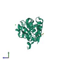 PDB entry 3c83 coloured by chain, side view.