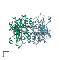 PDB entry 3c87 coloured by chain, top view.