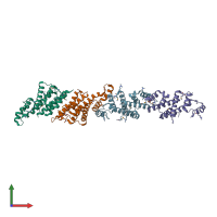 PDB entry 3c8g coloured by chain, front view.