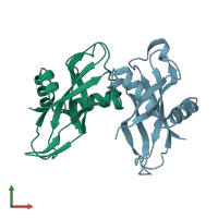 PDB entry 3c8i coloured by chain, front view.