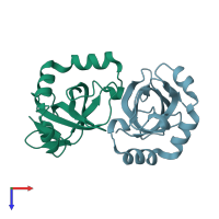 PDB entry 3c8i coloured by chain, top view.