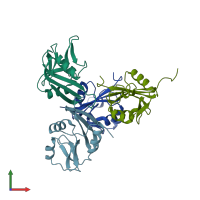 PDB entry 3c8j coloured by chain, front view.