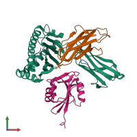 PDB entry 3c8k coloured by chain, front view.