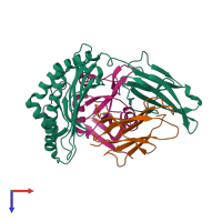 PDB entry 3c8k coloured by chain, top view.