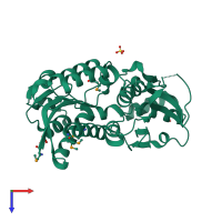 PDB entry 3c8m coloured by chain, top view.