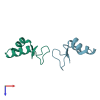 PDB entry 3c8p coloured by chain, top view.