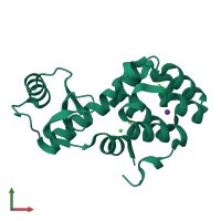 PDB entry 3c8q coloured by chain, front view.