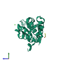 PDB entry 3c8r coloured by chain, side view.