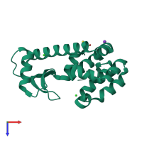 PDB entry 3c8s coloured by chain, top view.