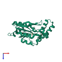 PDB entry 3c8u coloured by chain, top view.