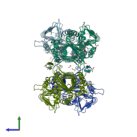 PDB entry 3c8v coloured by chain, side view.