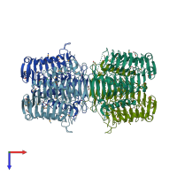 PDB entry 3c8v coloured by chain, top view.