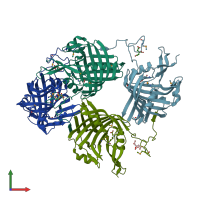 PDB entry 3c8w coloured by chain, front view.