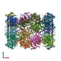 PDB entry 3c91 coloured by chain, front view.