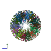 PDB entry 3c91 coloured by chain, side view.