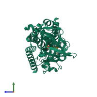 PDB entry 3c96 coloured by chain, side view.