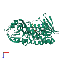 PDB entry 3c96 coloured by chain, top view.