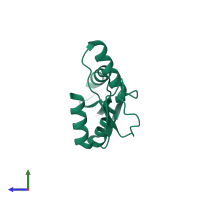 PDB entry 3c97 coloured by chain, side view.