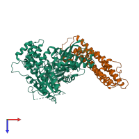 PDB entry 3c98 coloured by chain, top view.