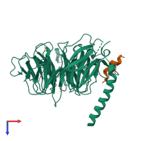 PDB entry 3c9c coloured by chain, top view.