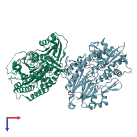 PDB entry 3c9f coloured by chain, top view.