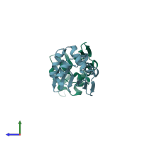 PDB entry 3c9g coloured by chain, side view.