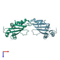 PDB entry 3c9g coloured by chain, top view.