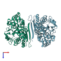 PDB entry 3c9h coloured by chain, top view.