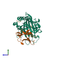 PDB entry 3c9n coloured by chain, side view.