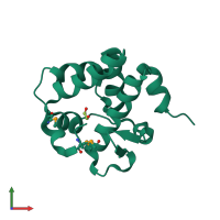 PDB entry 3c9p coloured by chain, front view.