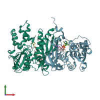 PDB entry 3c9t coloured by chain, front view.