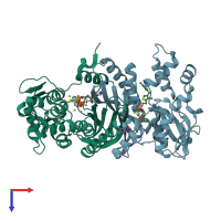 PDB entry 3c9t coloured by chain, top view.