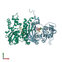 PDB entry 3c9u coloured by chain, front view.