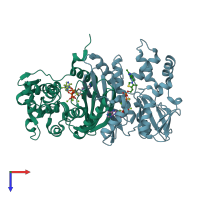 PDB entry 3c9u coloured by chain, top view.