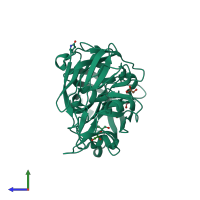 PDB entry 3c9x coloured by chain, side view.