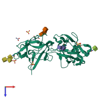 PDB entry 3c9z coloured by chain, top view.