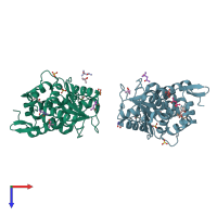 PDB entry 3ca8 coloured by chain, top view.