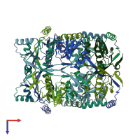 PDB entry 3cae coloured by chain, top view.