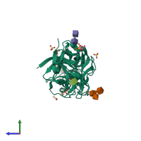 PDB entry 3cah coloured by chain, side view.