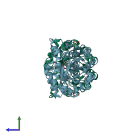 PDB entry 3cak coloured by chain, side view.