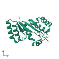 PDB entry 3can coloured by chain, front view.