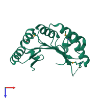 PDB entry 3can coloured by chain, top view.