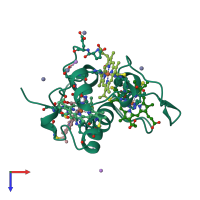 PDB entry 3cao coloured by chain, top view.