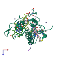 PDB entry 3car coloured by chain, top view.